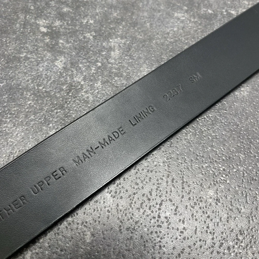Chico's Split Leather 2287 Black Fashion Belt Women's SM Oval Hook Metal Buckle